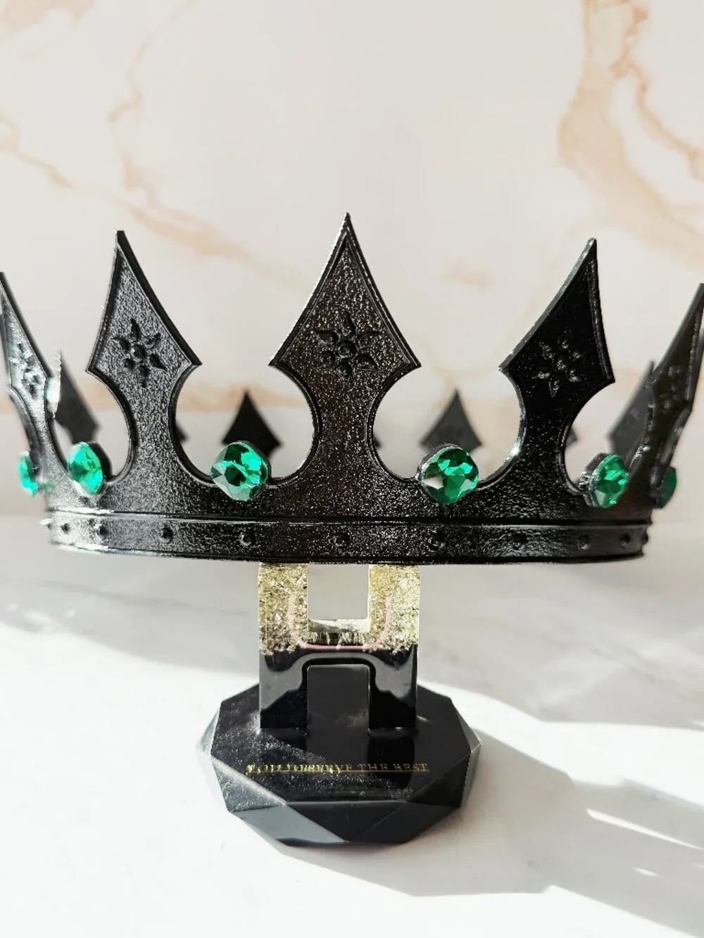 Black King Crown, Green Jewels Crown, Mens Gothic Medieval, Royal Costume Crown